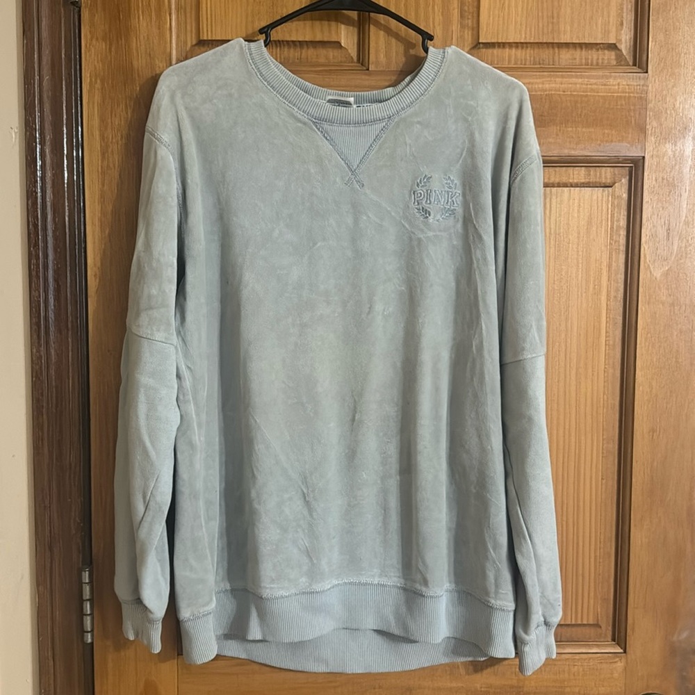PINK Victorias Secret Gray Seude Crewneck